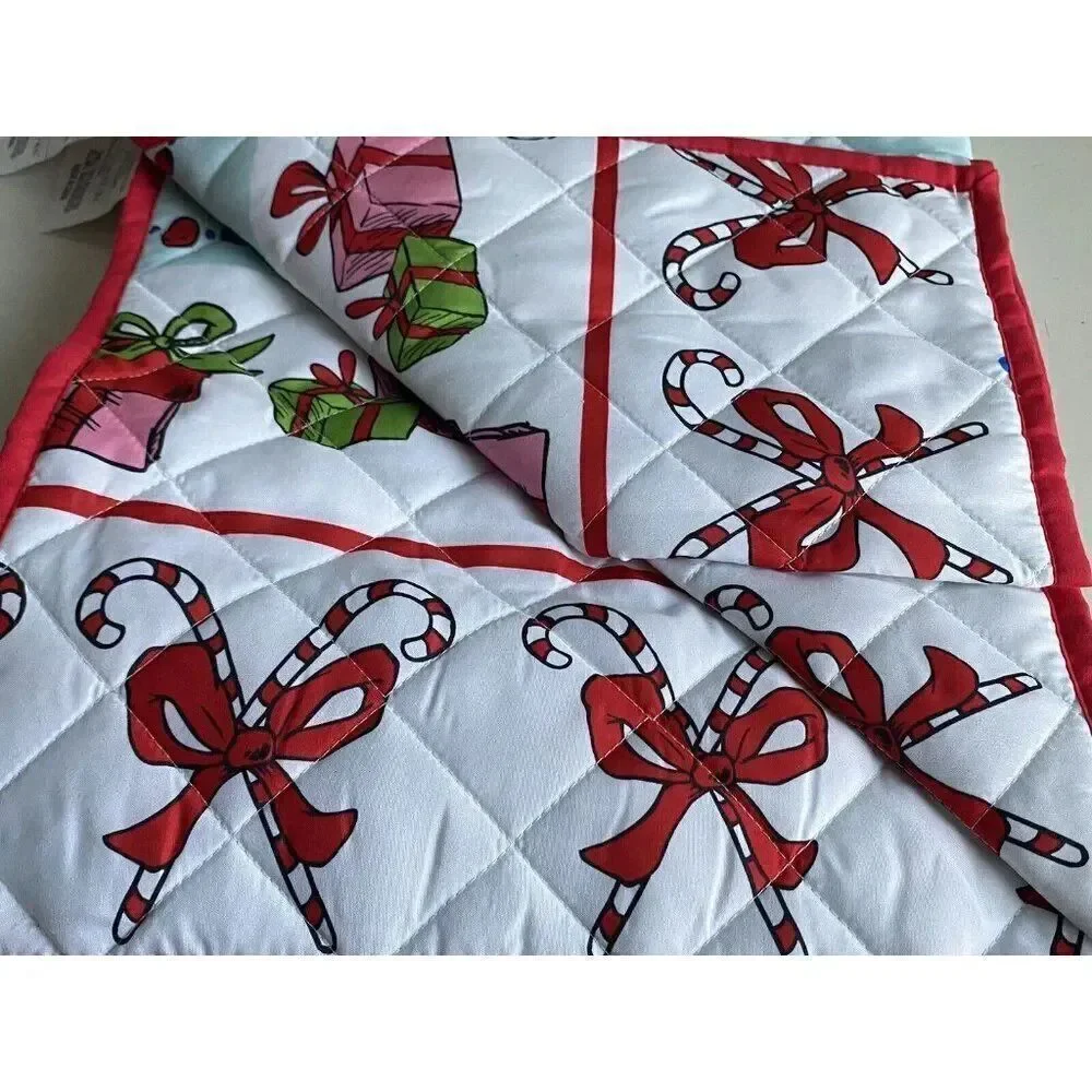 2 Piece Dr Seuss The Grinch Quilt Set TWIN Size Reversible Bedding Christmas NEW